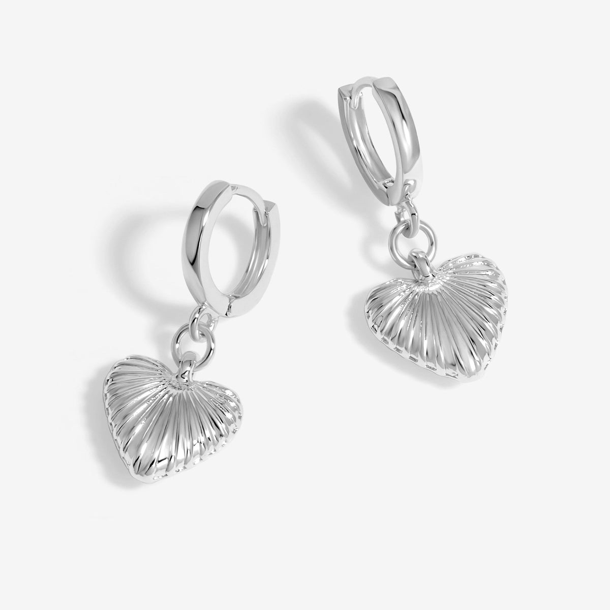Inicio Silver Plated Ridge Heart Hoop Earrings - Gift Pouch