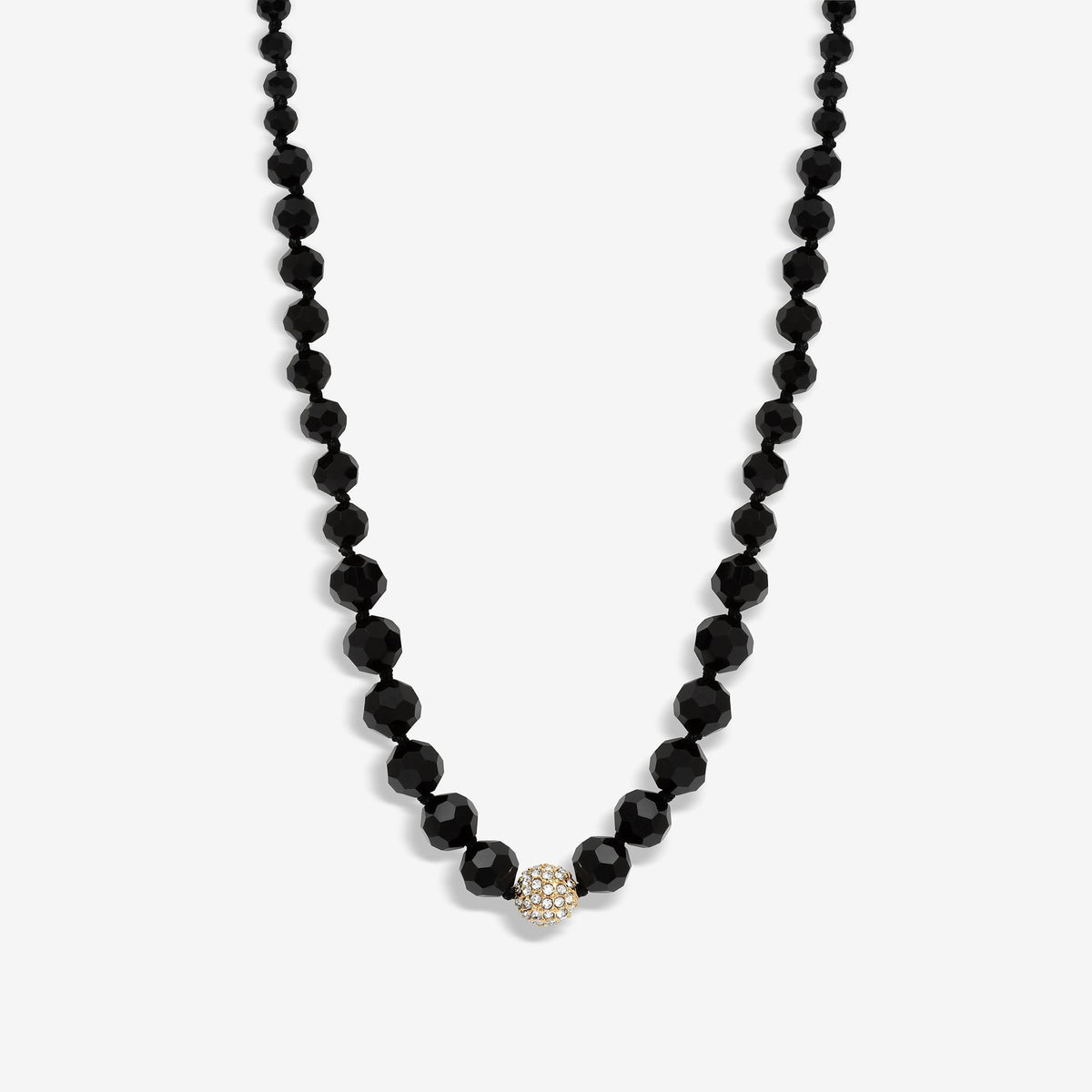 Jon Richard Jet Faceted Bead And Gold Crystal Necklace
