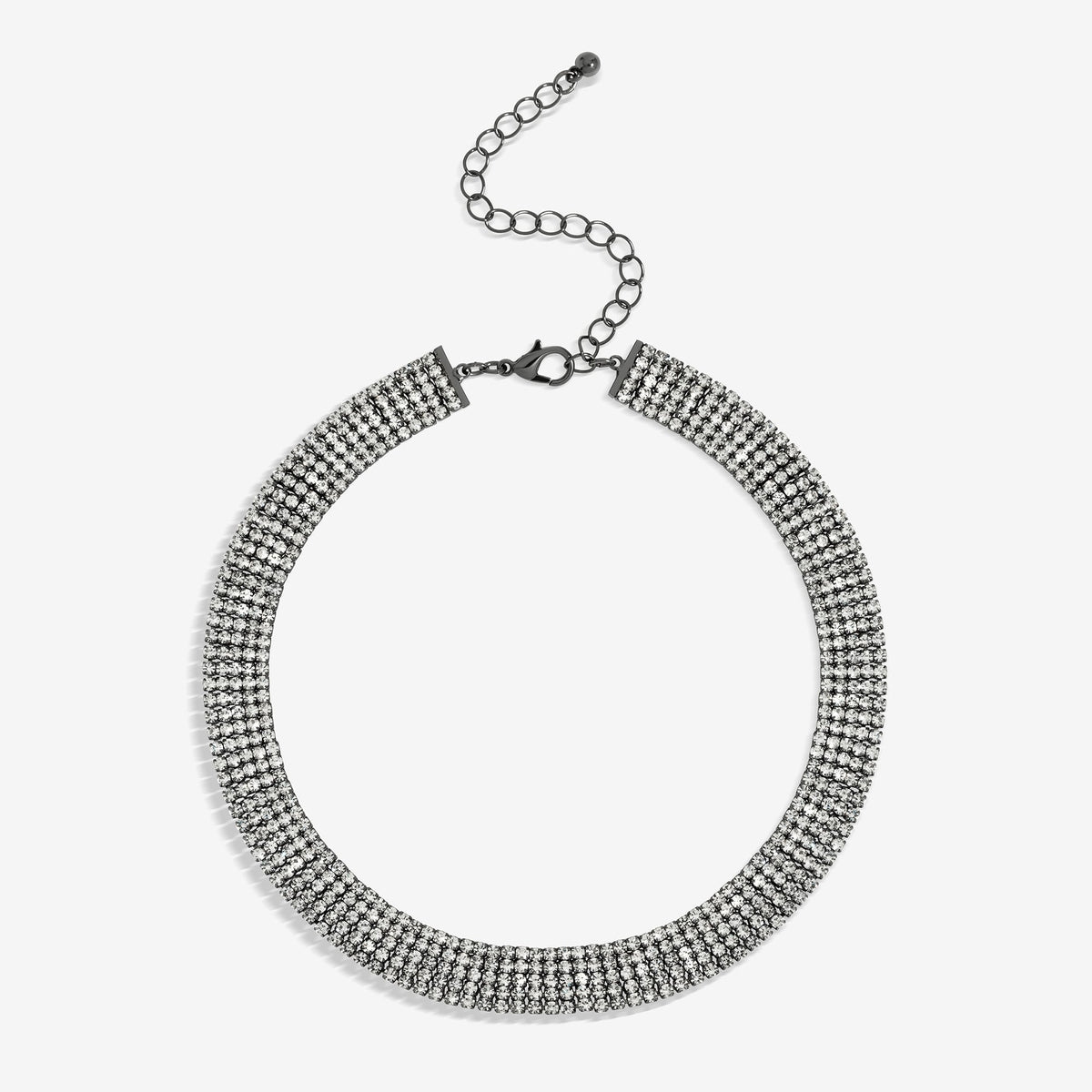 Jon Richard Hematite And Crystal Multi Row Choker