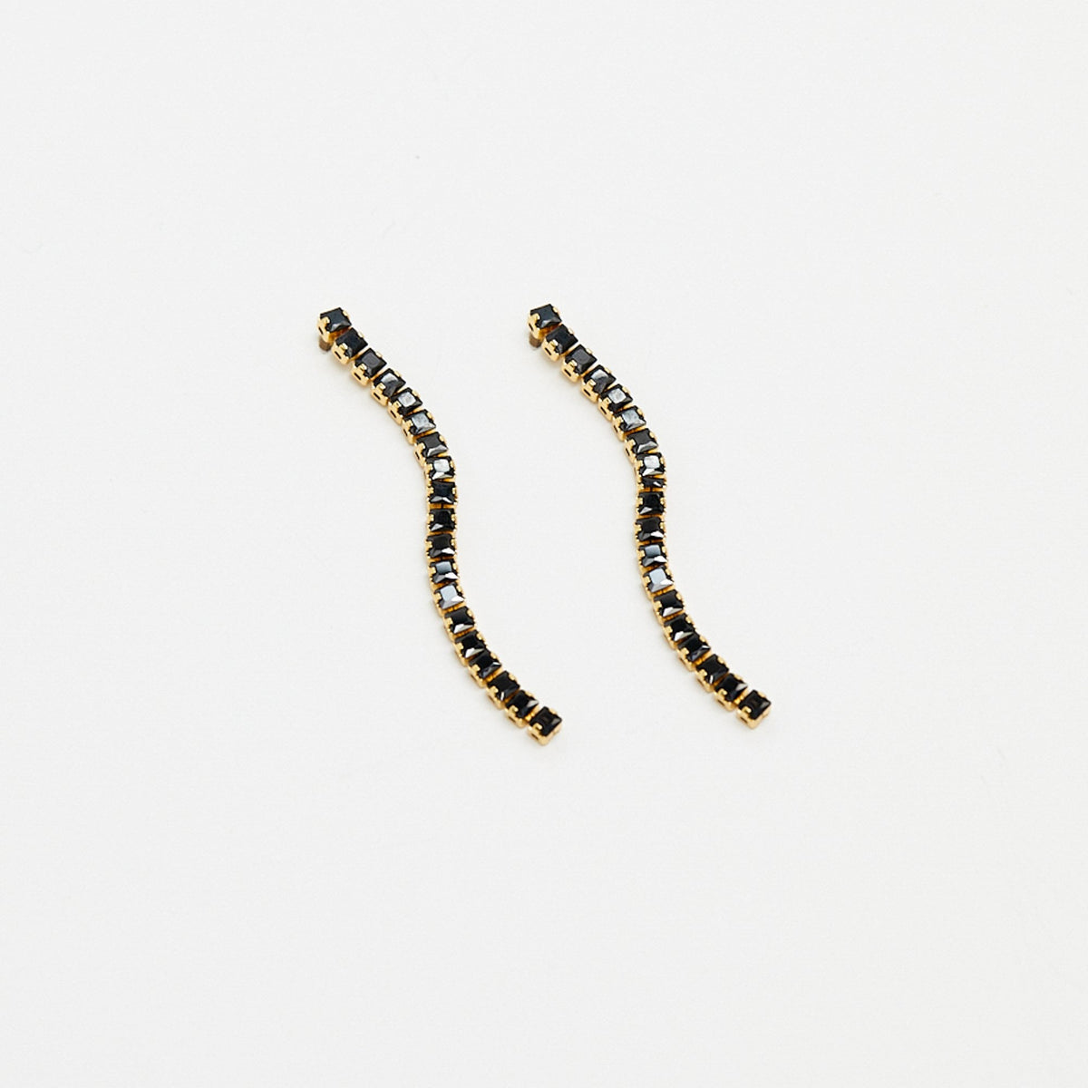 Inicio Gold Plated And Jet Plated Linear Drop Earrings - Gift Pouch