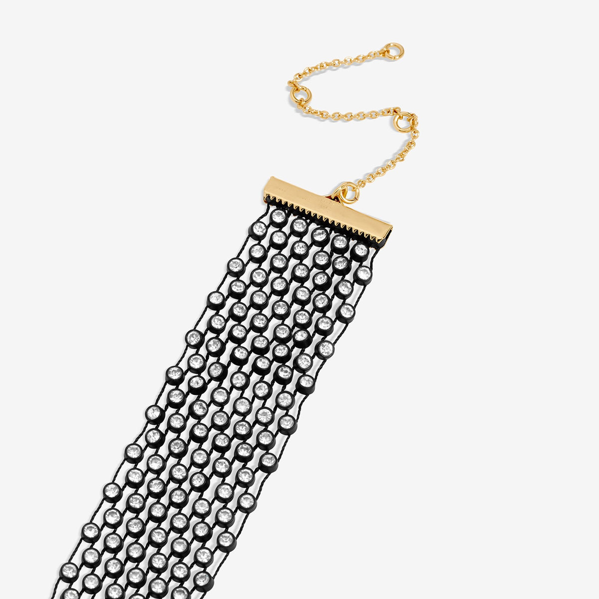 Mood Black Crystal Woven Choker Necklace