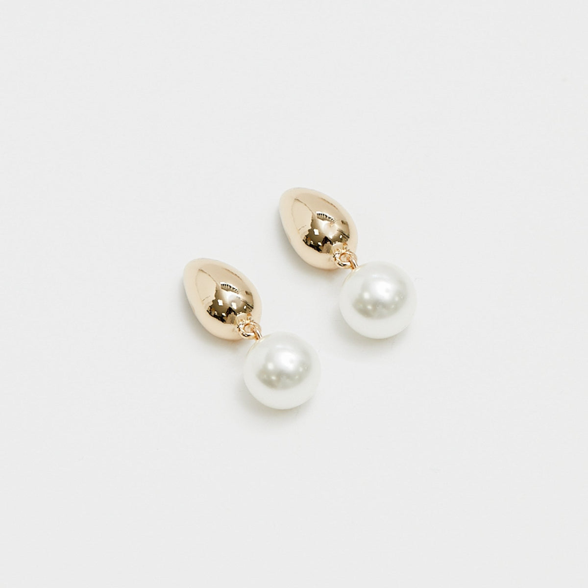 Mood Gold Polished Pearl Charm Hoop Earrings