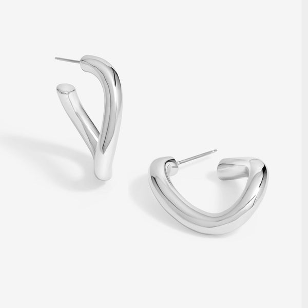 Mood Silver Polished Twisted Hoop Earrings