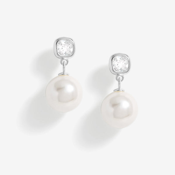 Simply Silver Sterling Silver 925 Cubic Zirconia and Pearl Drop Earrings