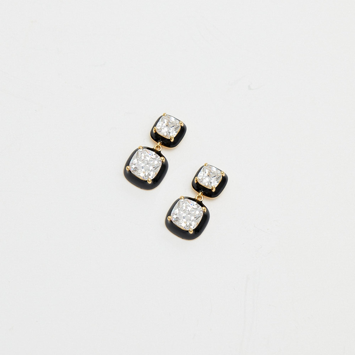 Jon Richard Crystal And Enamel Double Drop Earrings