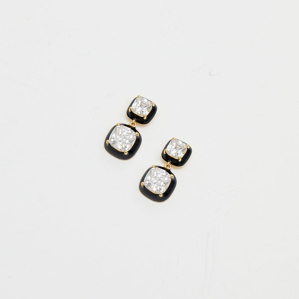 Jon Richard Crystal And Enamel Double Drop Earrings