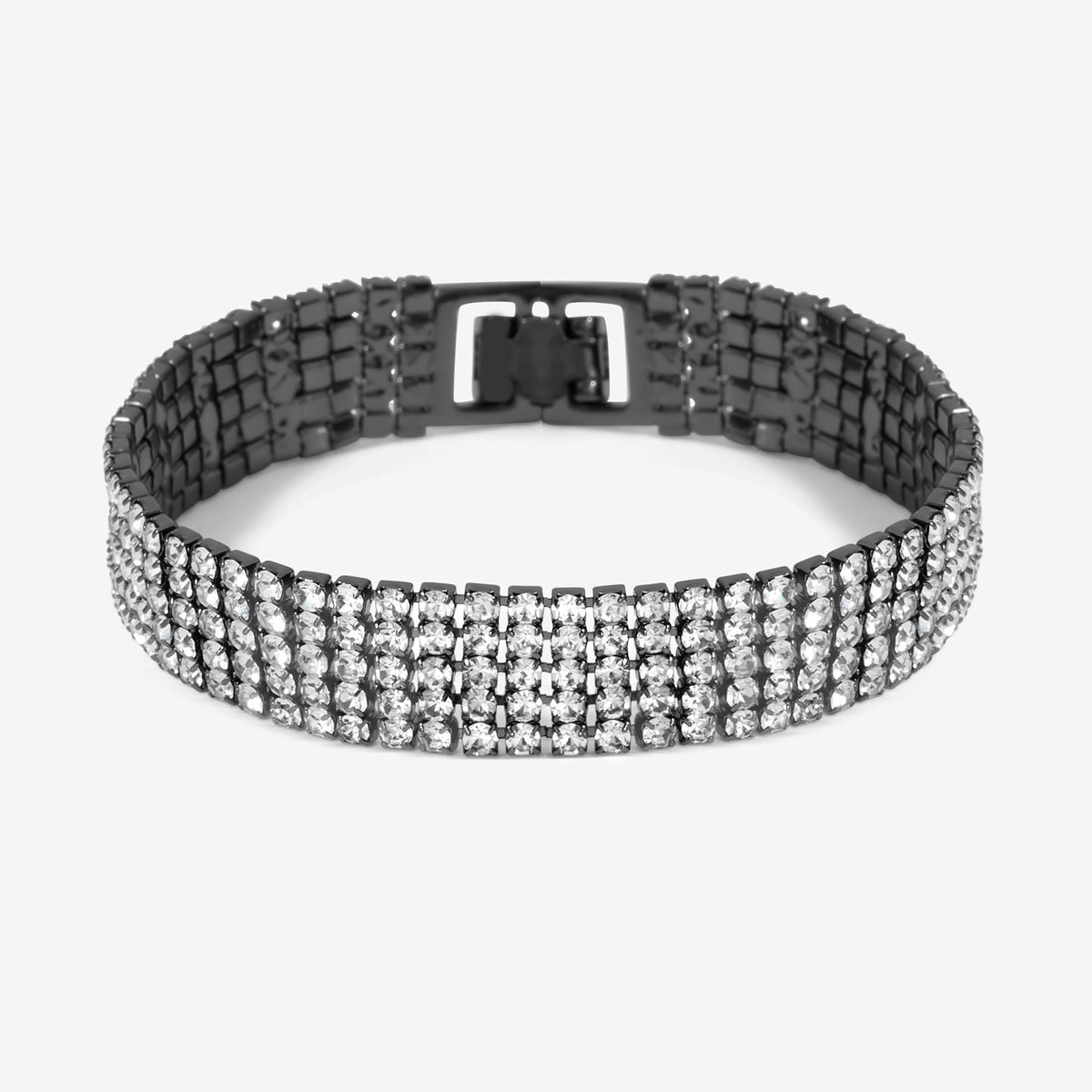 Jon Richard Hematite And Crystal Multi Row Bracelet