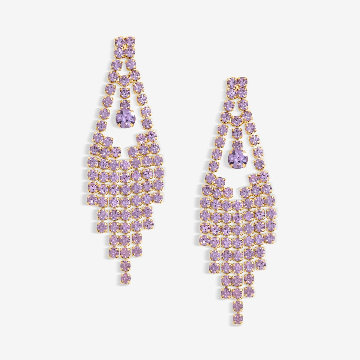 Jon Richard Gold Plated Amethyst Diamante Earrings