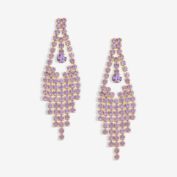 Jon Richard Gold Plated Amethyst Diamante Earrings