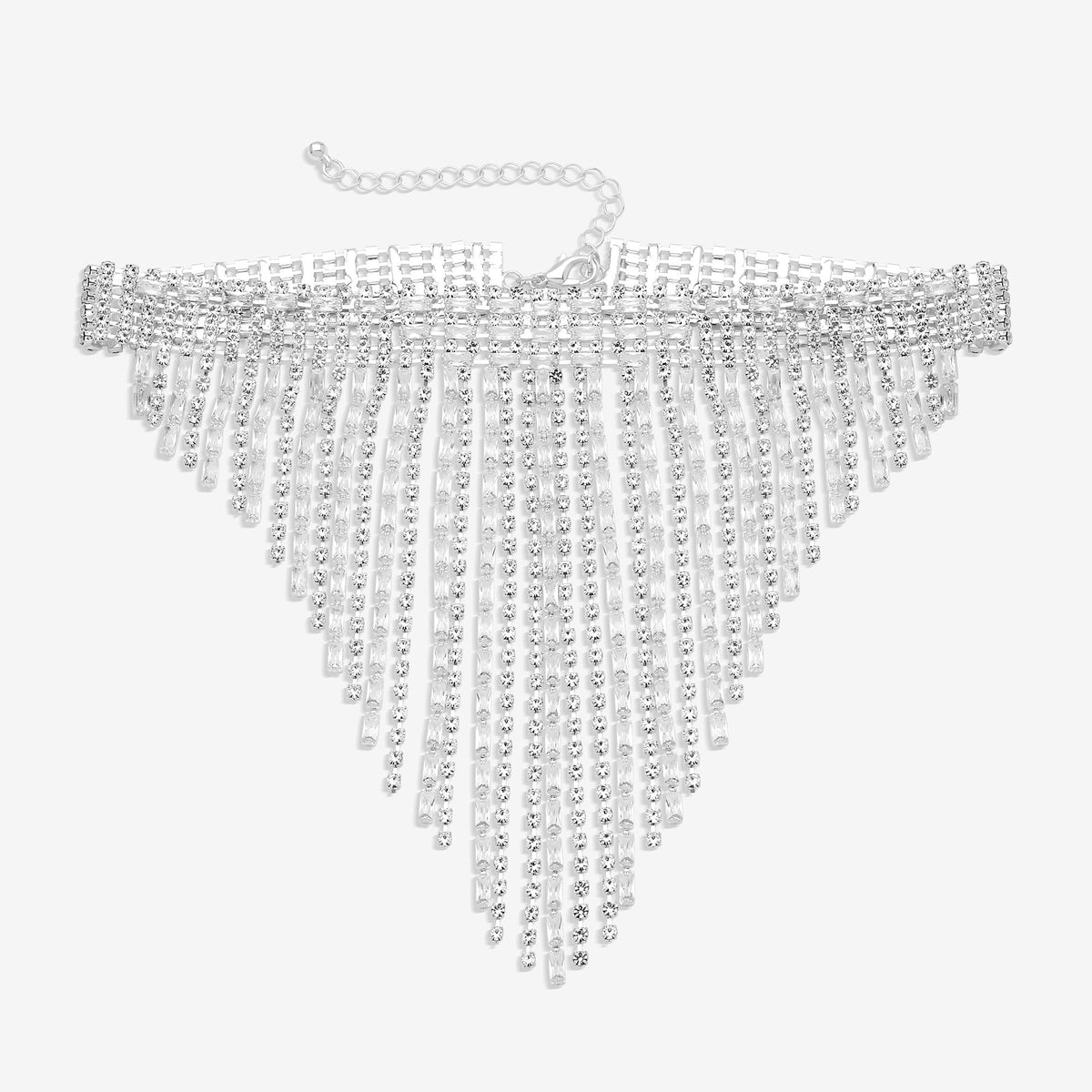Jon Richard Silver Crystal Statement Baguette Shower Necklace