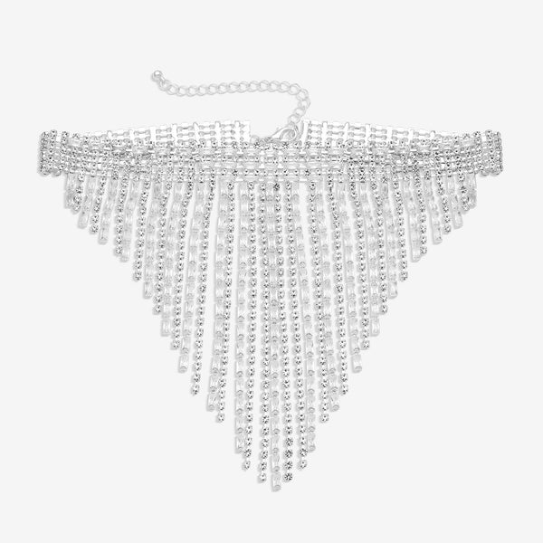Jon Richard Silver Crystal Statement Baguette Shower Necklace