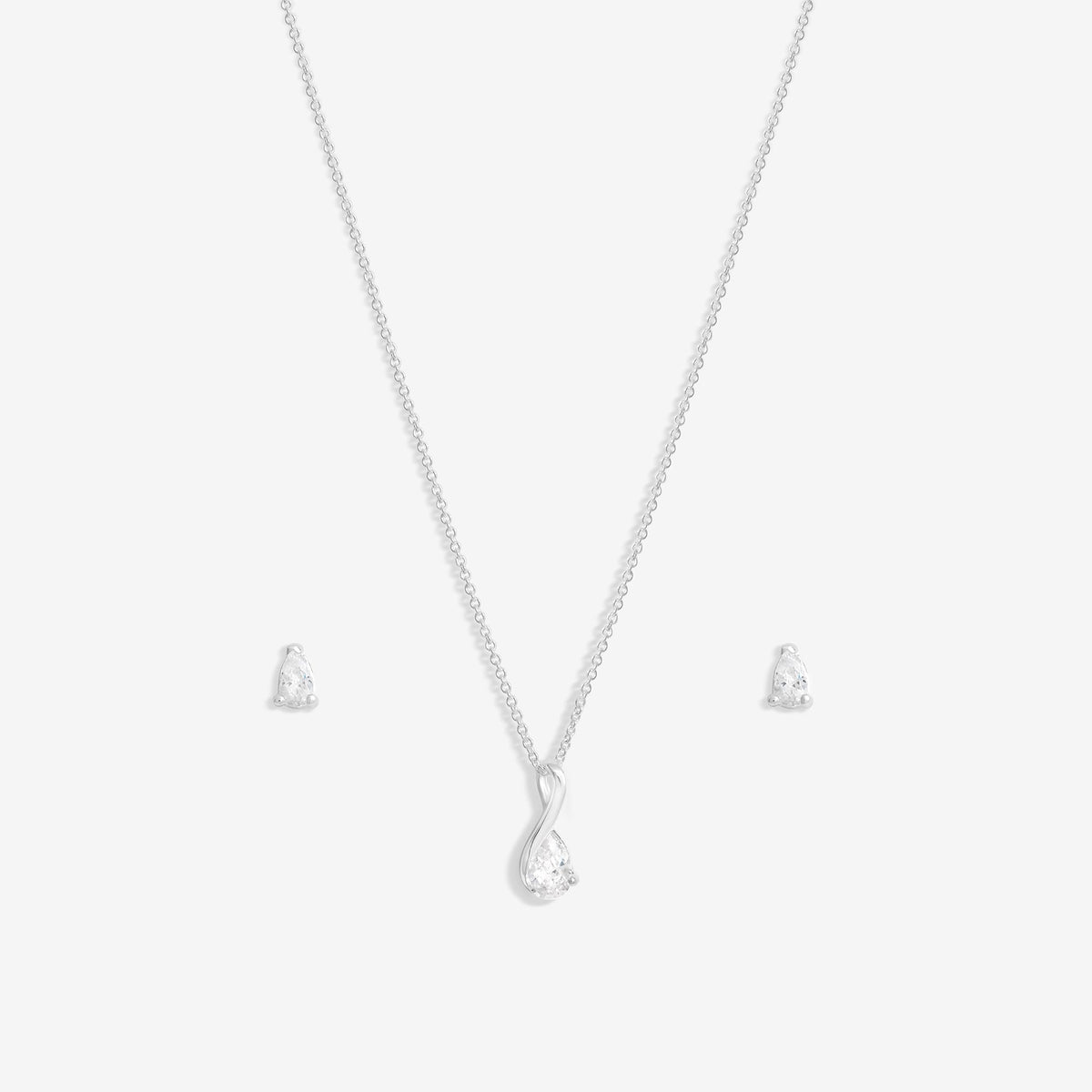 Simply Silver Sterling Silver 925 Polished and Cubic Zirconia Peardrop Set - Gift Boxed