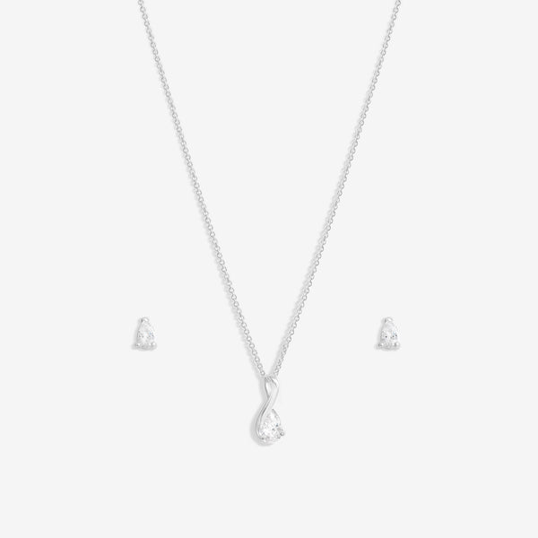 Simply Silver Sterling Silver 925 Polished and Cubic Zirconia Peardrop Set - Gift Boxed