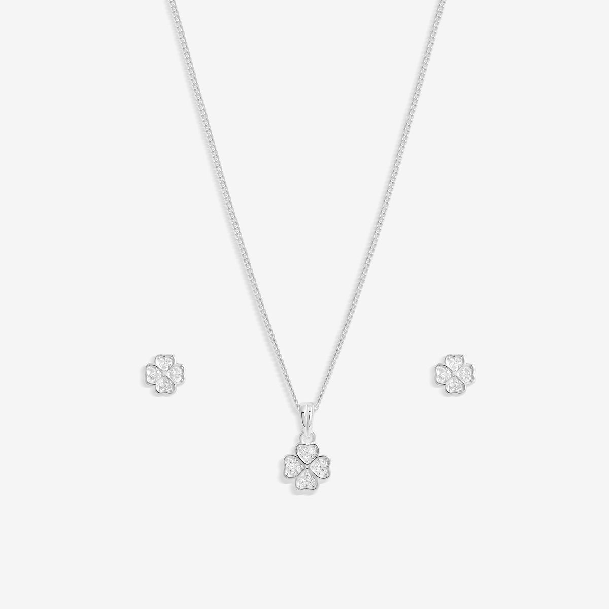 Simply Silver Sterling Silver 925 Cubic Zirconia Clover Set - Gift Boxed