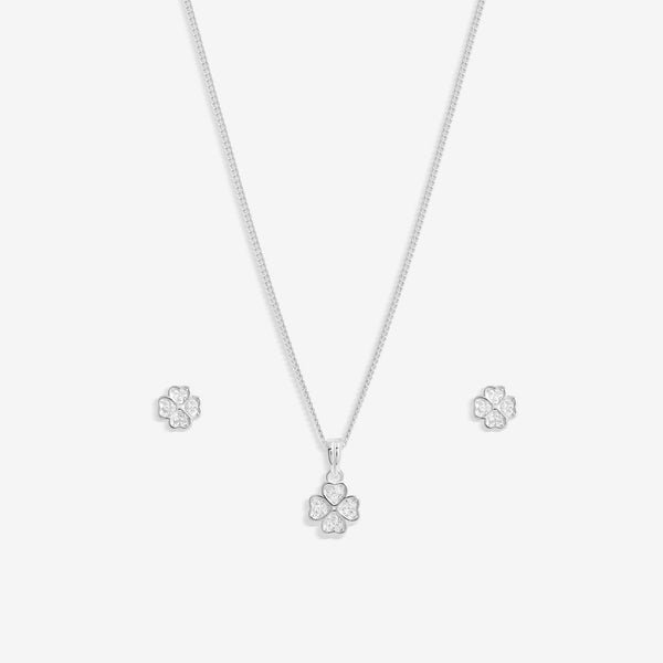Simply Silver Sterling Silver 925 Cubic Zirconia Clover Set - Gift Boxed