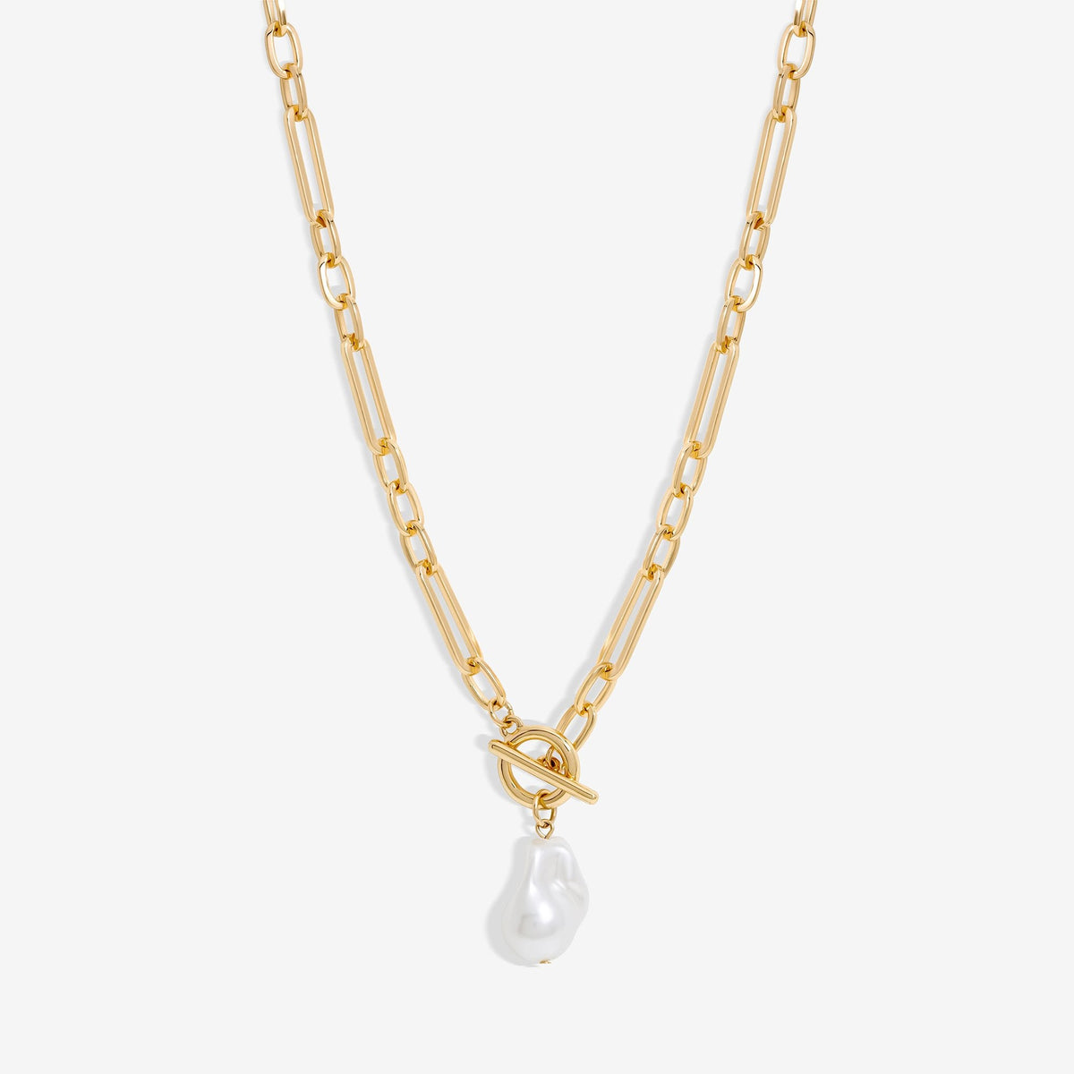 Mood Gold Pearl Chain Link Necklace