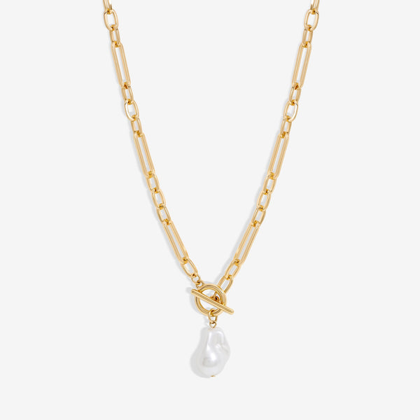 Mood Gold Pearl Chain Link Necklace