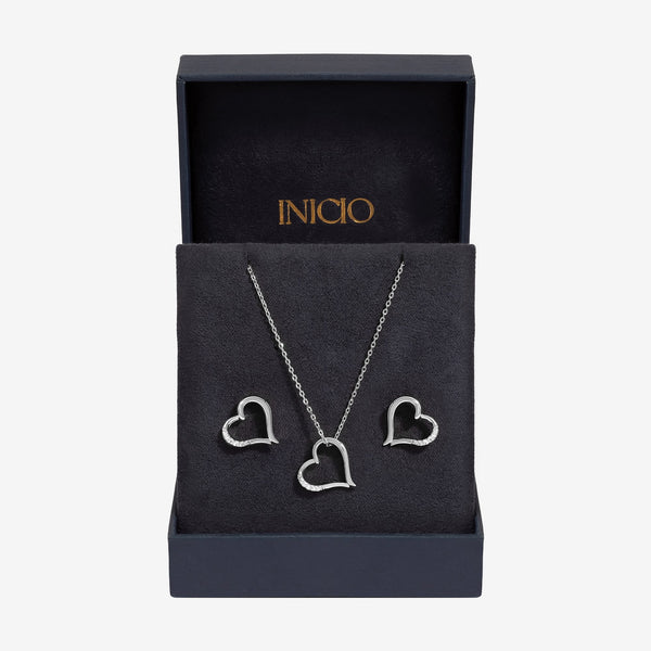 Inicio Silver Plated Heart Pendant Set - Gift Box