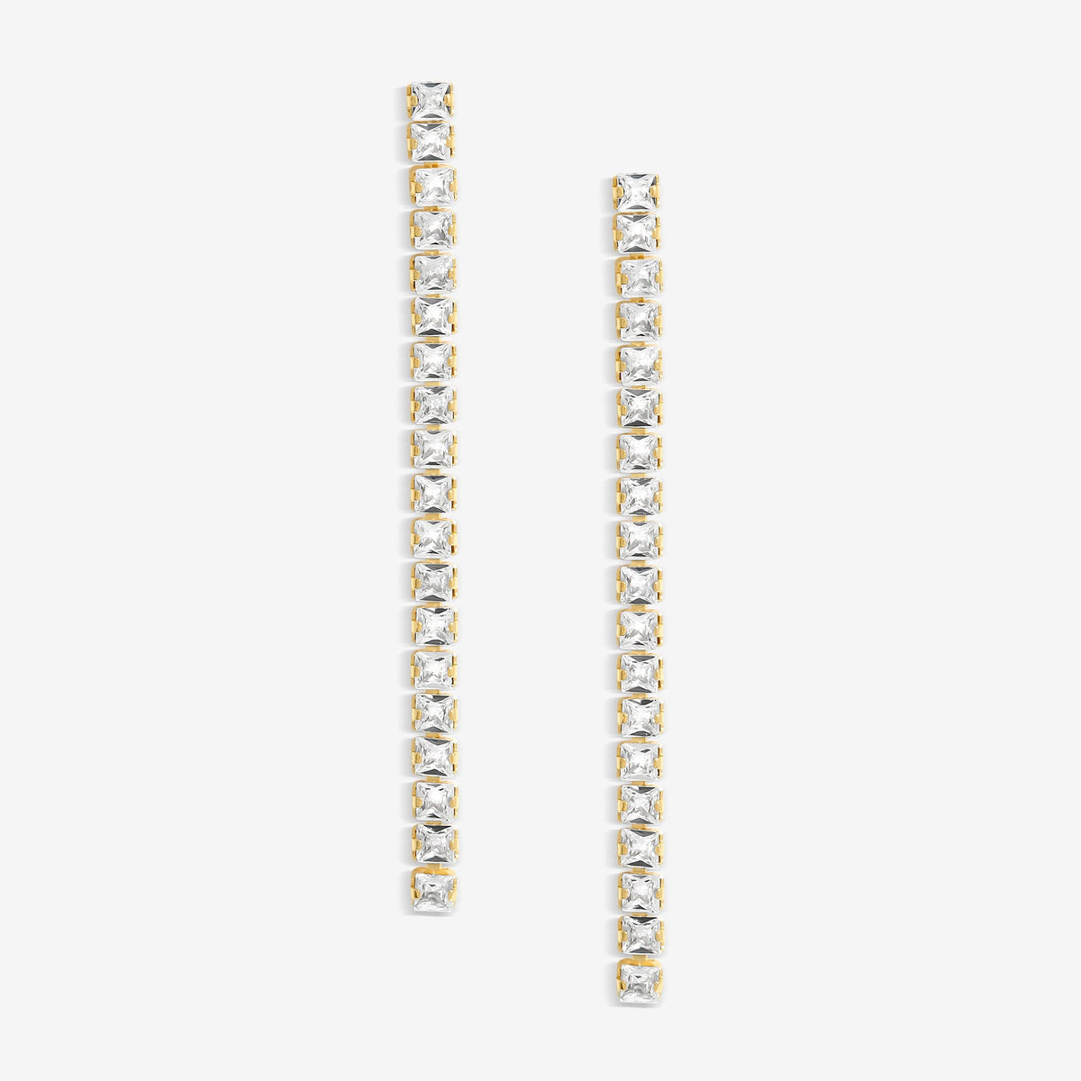 Inicio Gold Plated And Cubic Zirconia Linear Drop Earrings - Gift Pouch