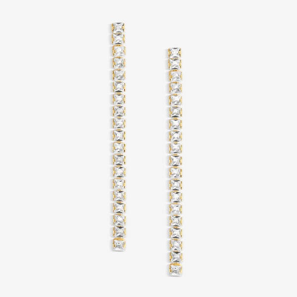 Inicio Gold Plated And Cubic Zirconia Linear Drop Earrings - Gift Pouch