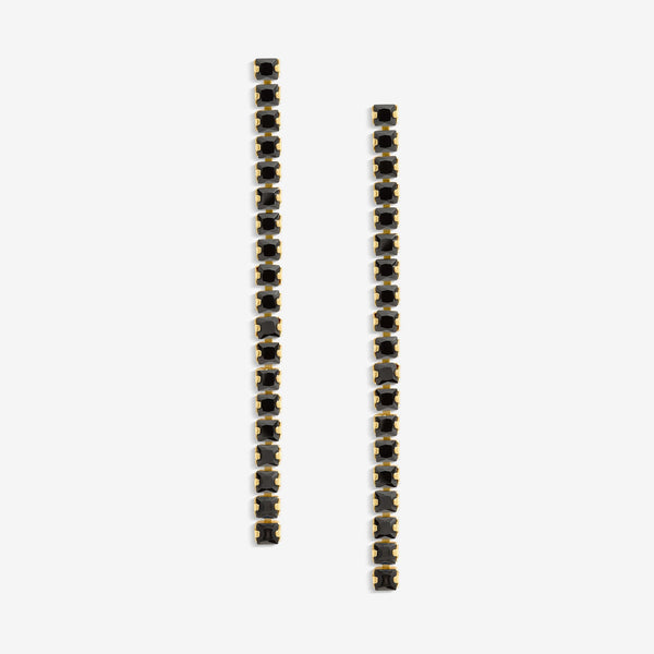Inicio Gold Plated And Jet Plated Linear Drop Earrings - Gift Pouch