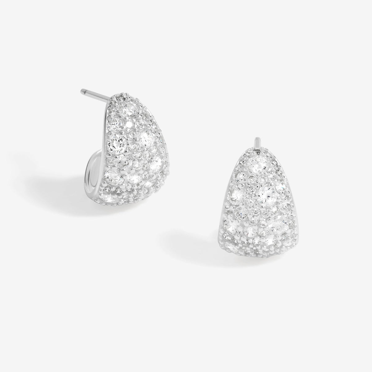 Simply Silver Sterling Silver 925 Cubic Zirconia Pave Hoop Earrings