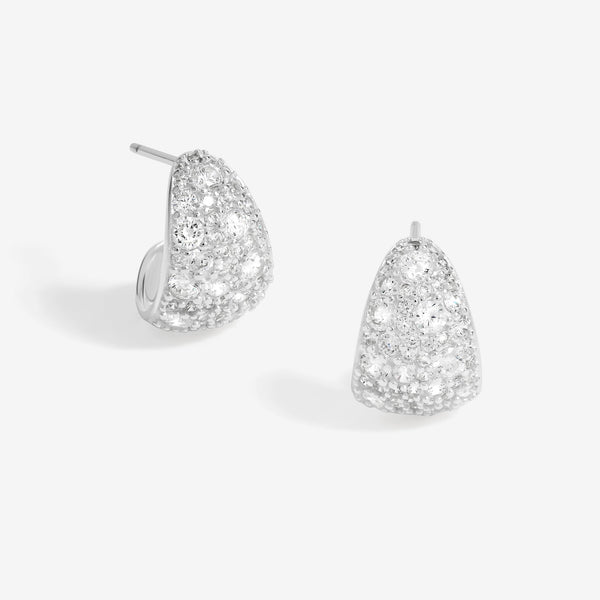 Simply Silver Sterling Silver 925 Cubic Zirconia Pave Hoop Earrings