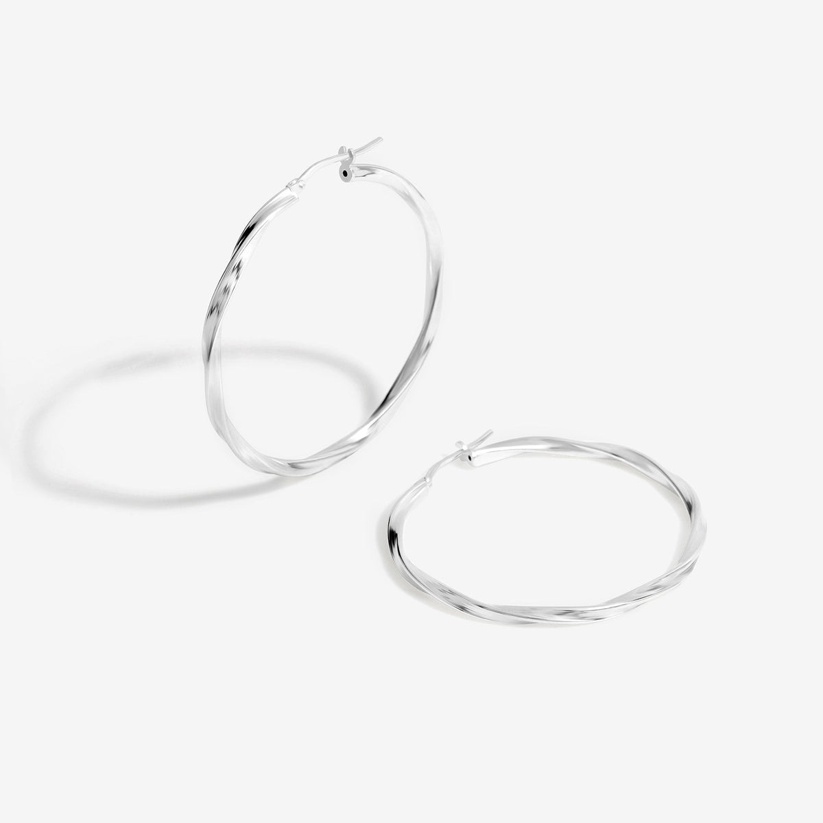 Simply Silver Sterling Silver 925 Polished Large Twist Hoop Earrings