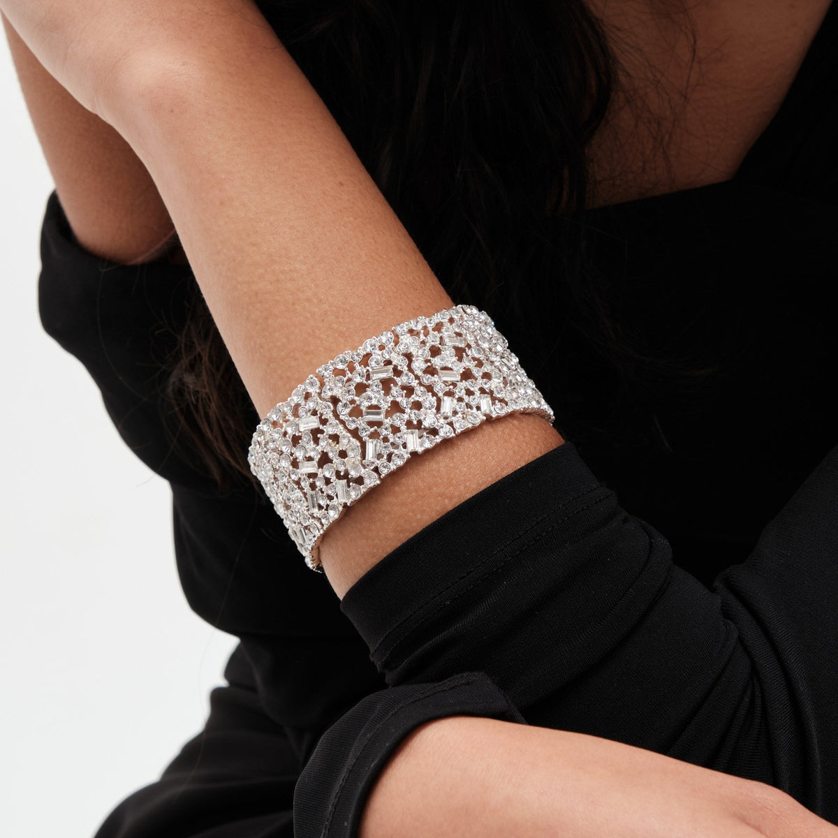Mood Silver Crystal Multi Stone Stretch Bracelet