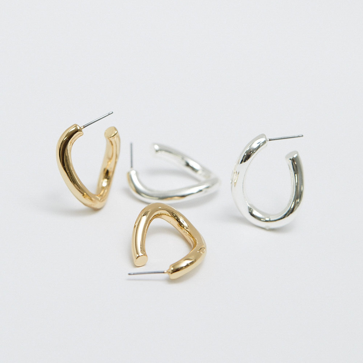 Mood Silver Polished Twisted Hoop Earrings