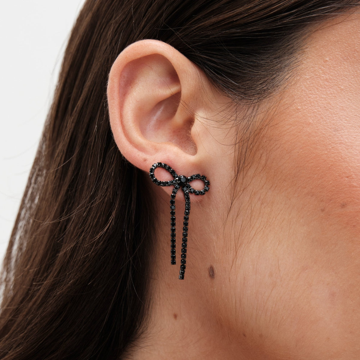 Jon Richard Hematite Plated Jet Bow Earrings