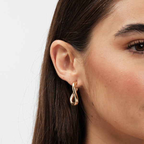 Mood Gold Polished Twisted Hoop Earrings