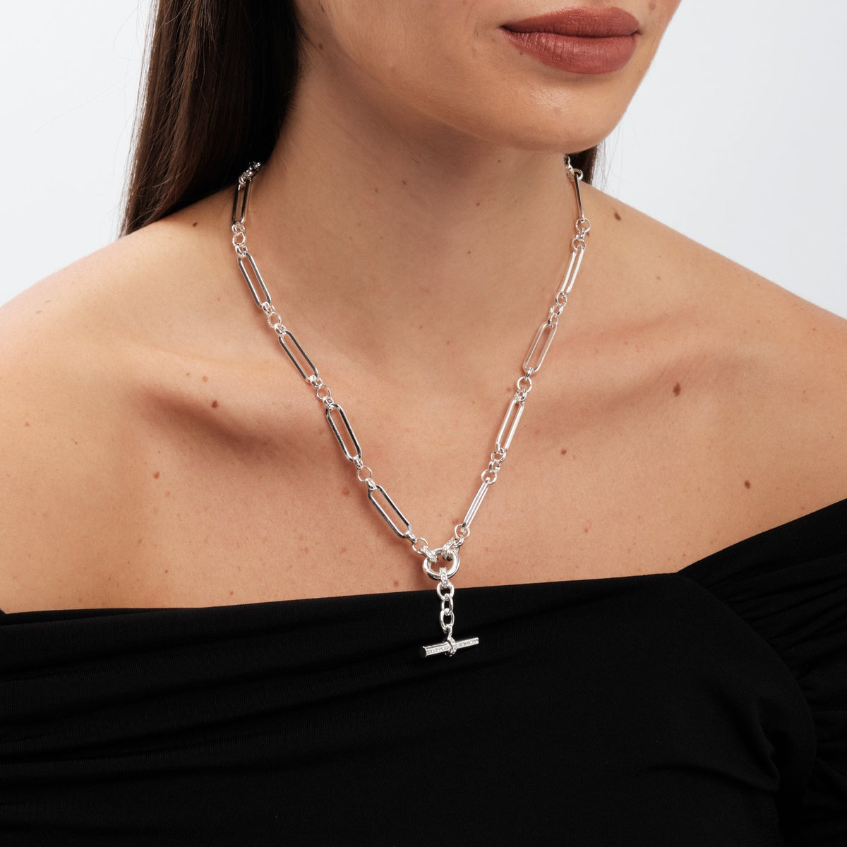 Jon Richard Silver Plated T Bar Necklace