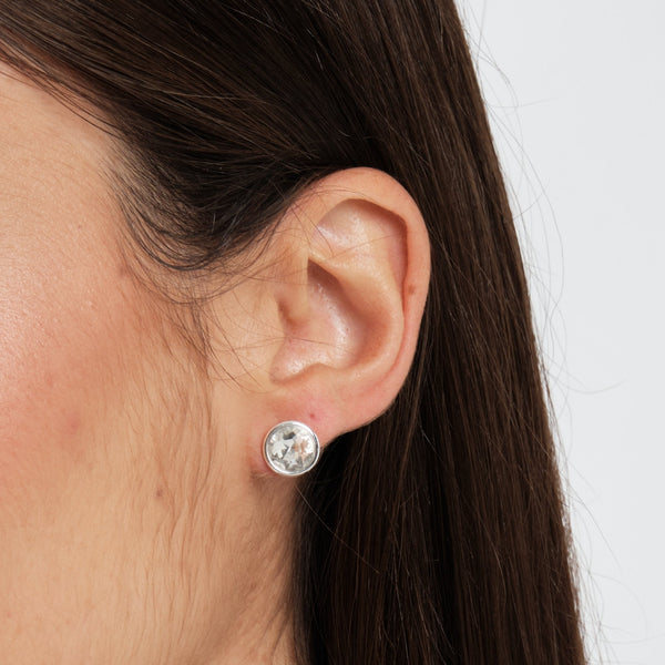 Jon Richard Silver Plated And Crystal Stud Earrings