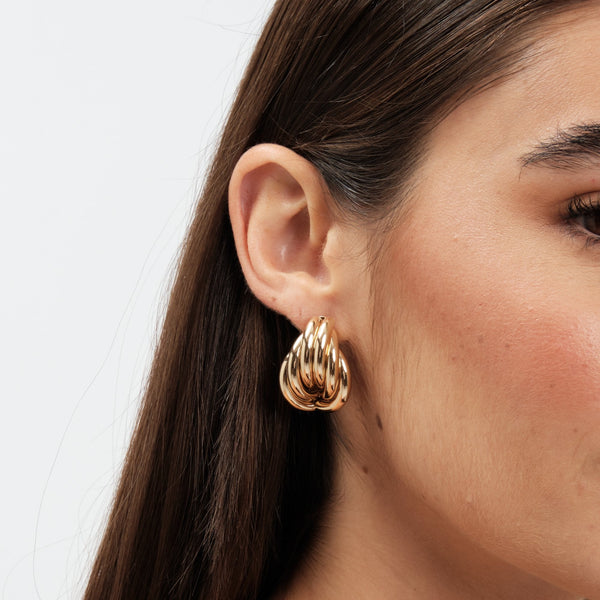 Mood Gold Twisted Large Knot Doorknocker Earrings