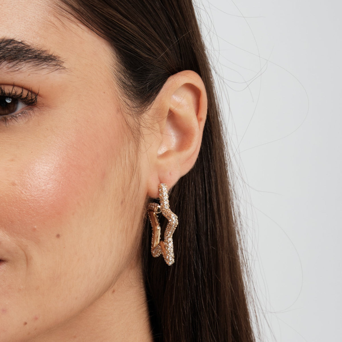 Mood Gold Crystal Star Hoop Earrings