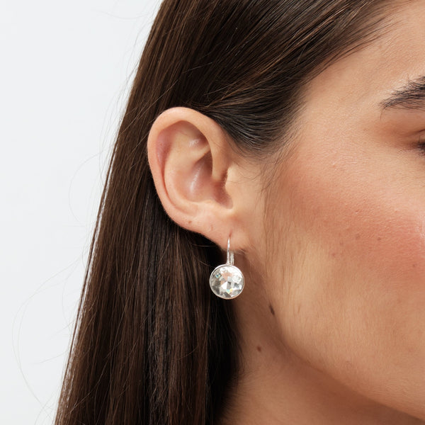 Mood Silver Crystal Round Mini Hoop Earrings