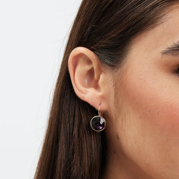 Mood Gold Purple Round Mini Hoop Earrings