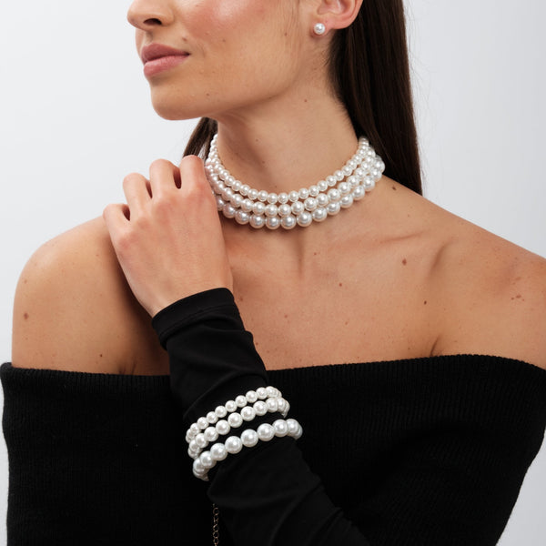 Mood Gold Cream Pearl 3 Row Bracelet