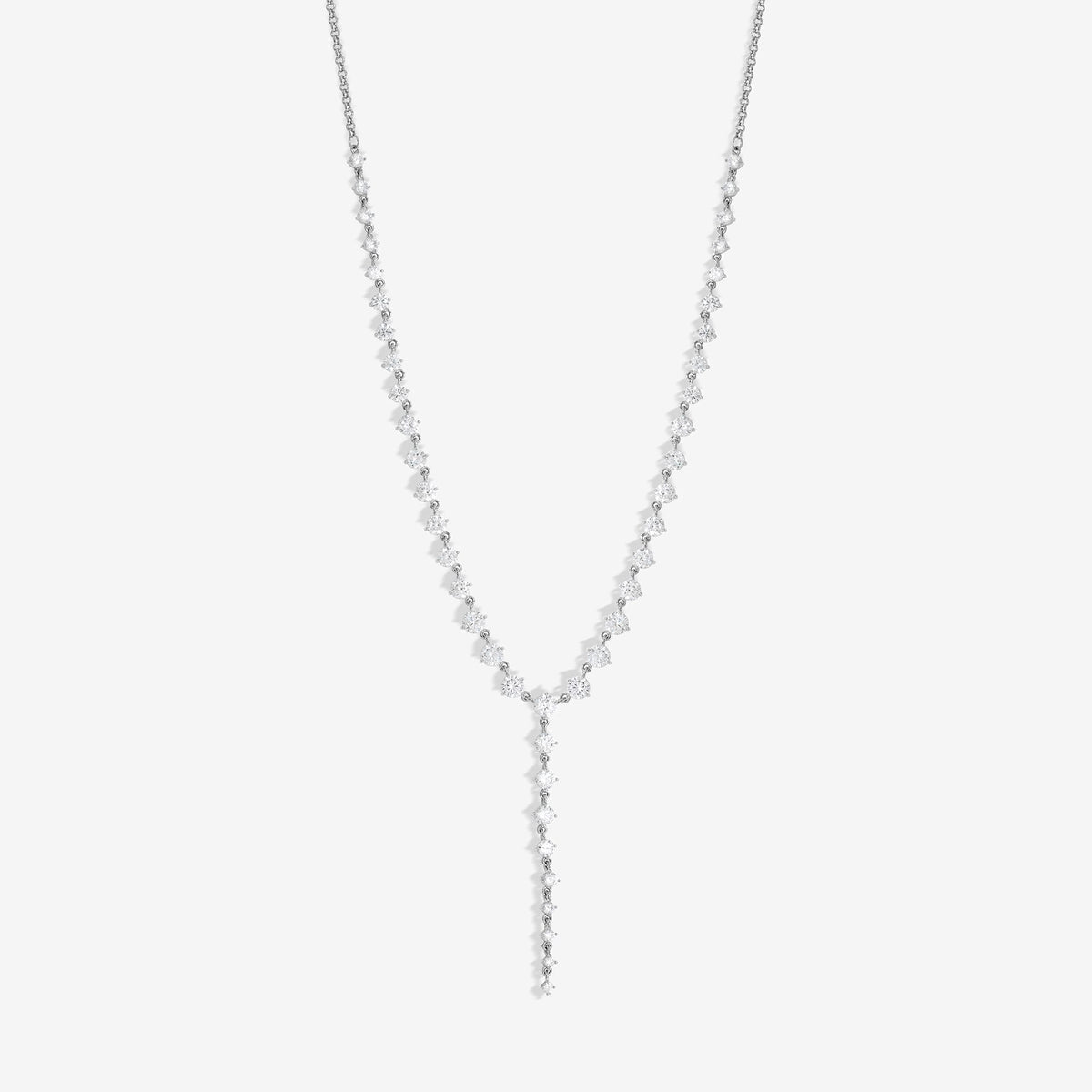 Jon Richard Rhodium Plated Cubic Zirconia Y Necklace