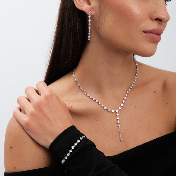 Jon Richard Rhodium Plated Cubic Zirconia Y Necklace