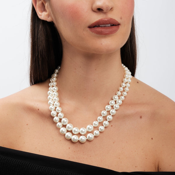 Jon Richard Gold Plated Double Row Graduated Pearl Collar Necklace