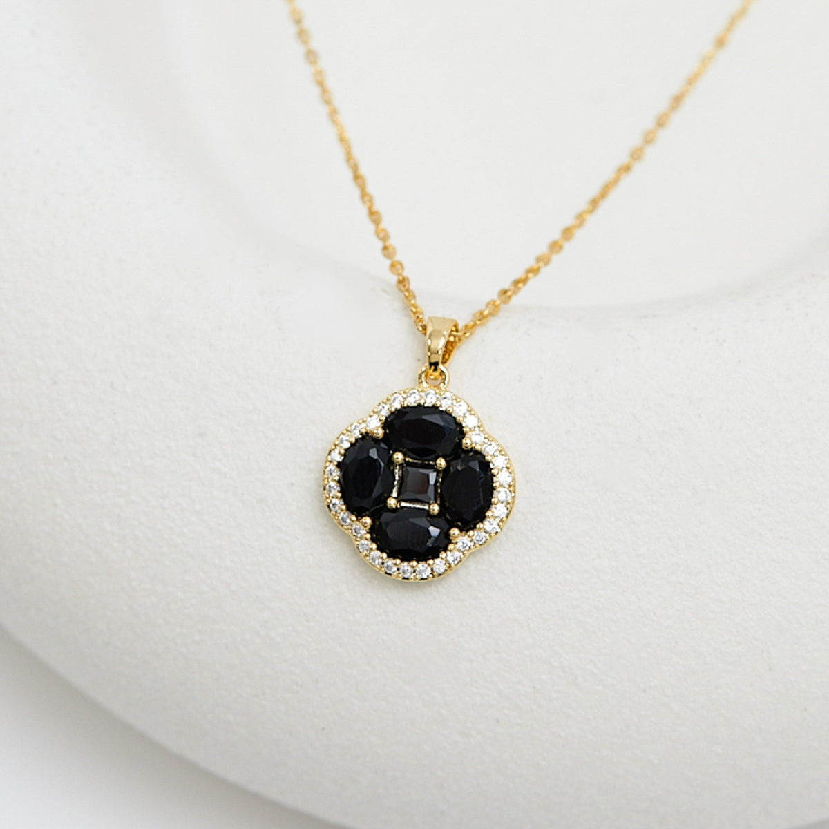 Jon Richard Cubic Zirconia Jet Clover Pendant