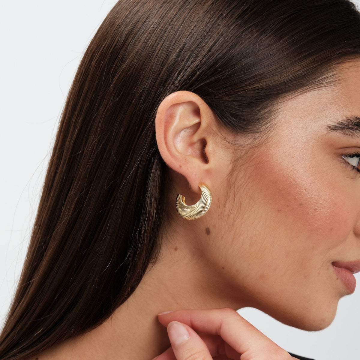 Jon Richard Gold Plated Diamond Cut Hoop Earrings