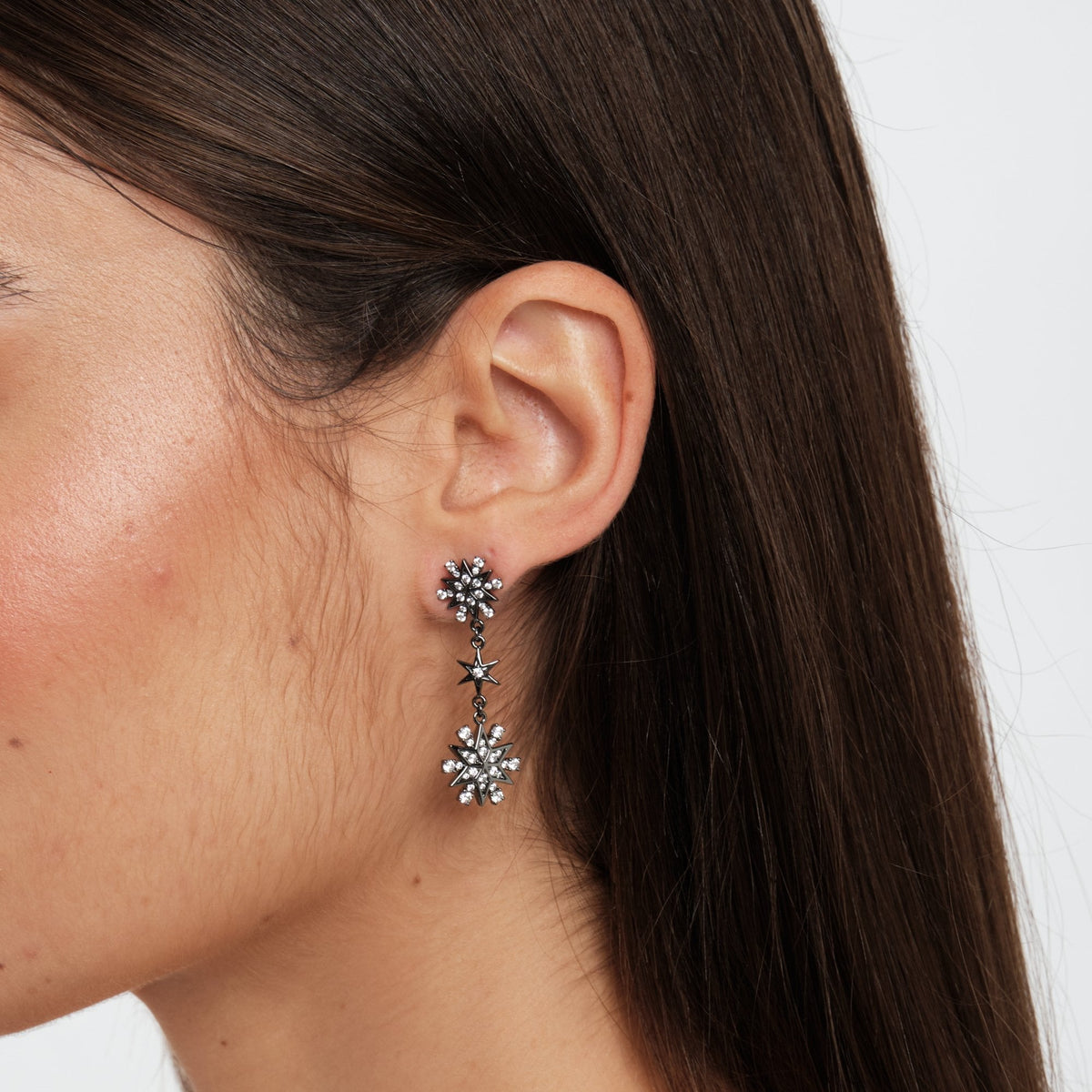 Jon Richard Hematitie Plated Celestial Earrings