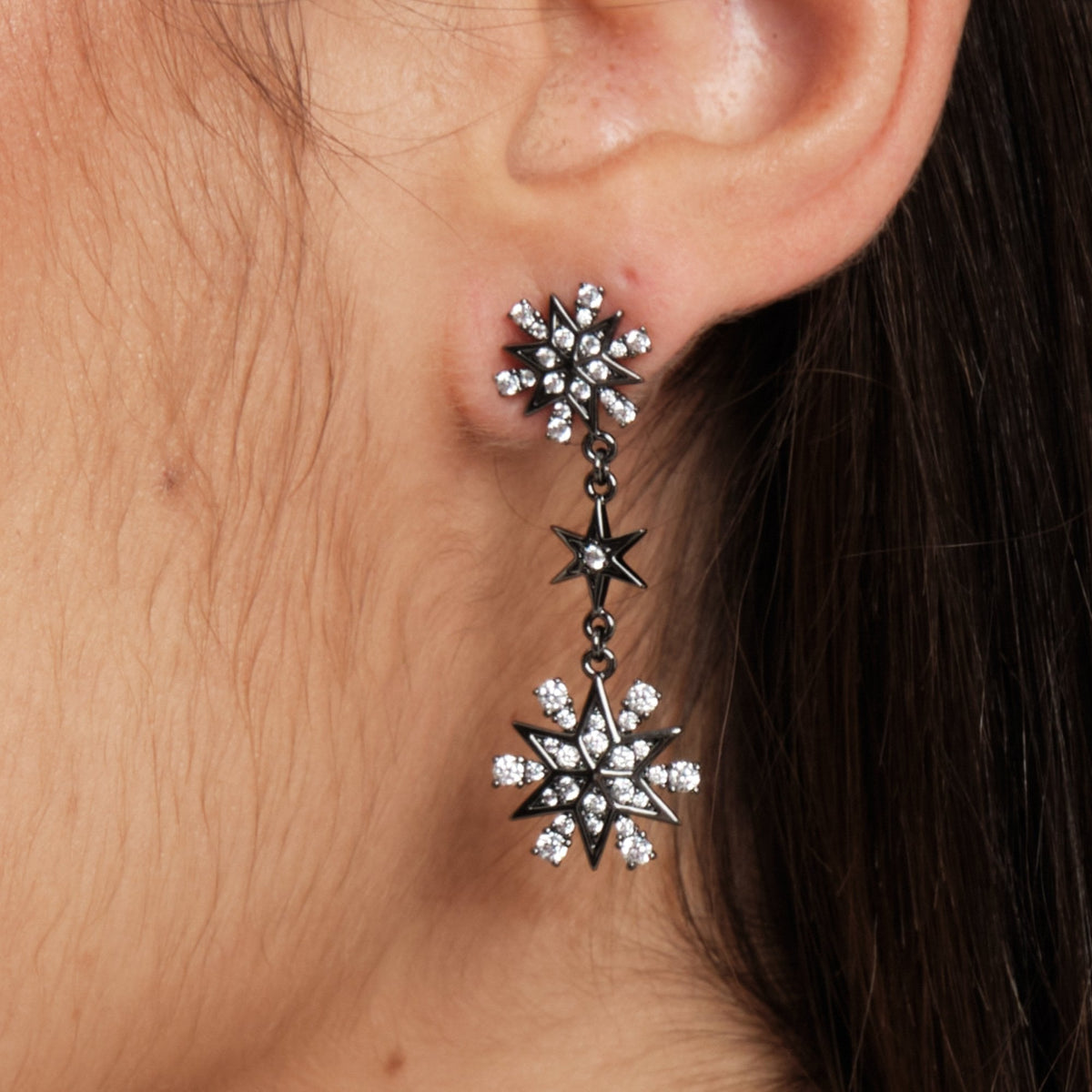 Jon Richard Hematitie Plated Celestial Earrings