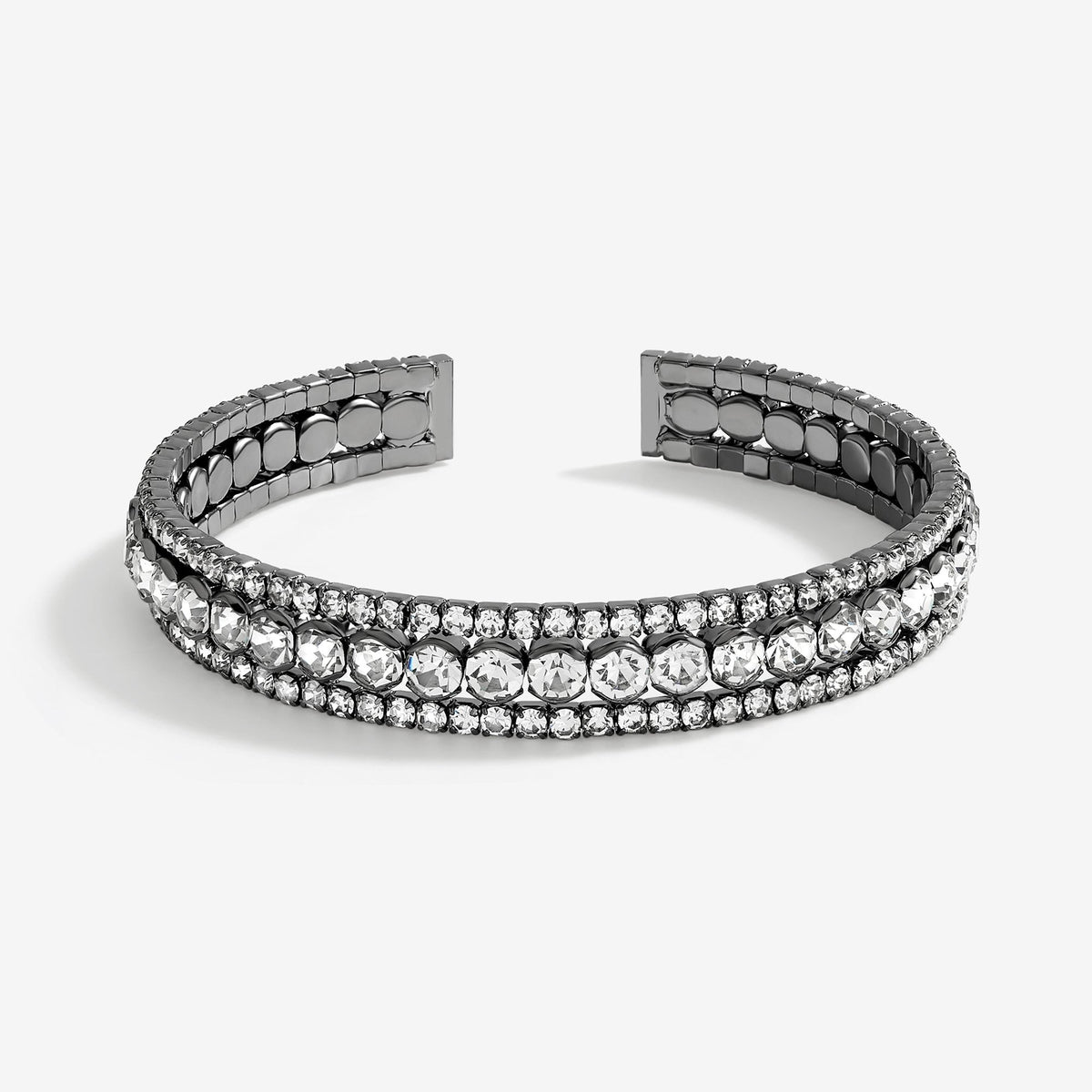 Jon Richard Hematitie Plated And Crystal Cuff Bracelet