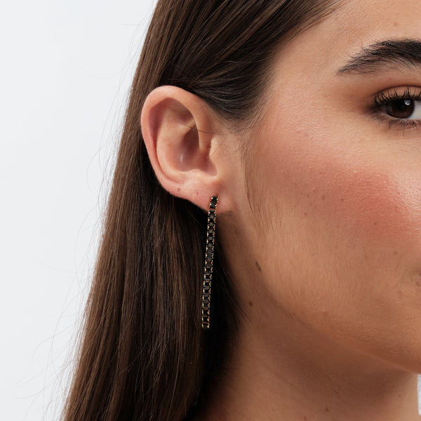 Inicio Gold Plated And Jet Plated Linear Drop Earrings - Gift Pouch