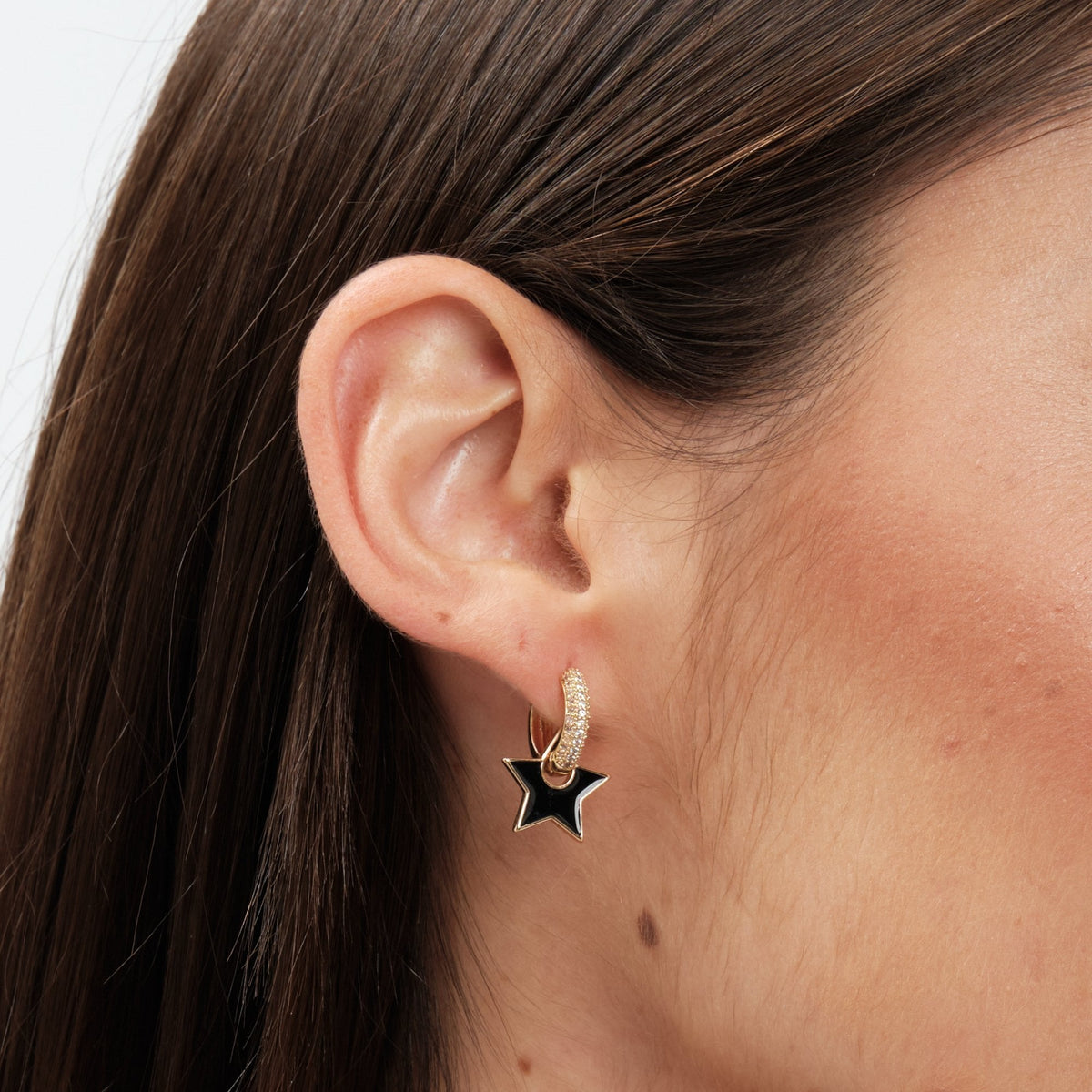 Jon Richard Gold Plated And Jet Enamel Star Earrings