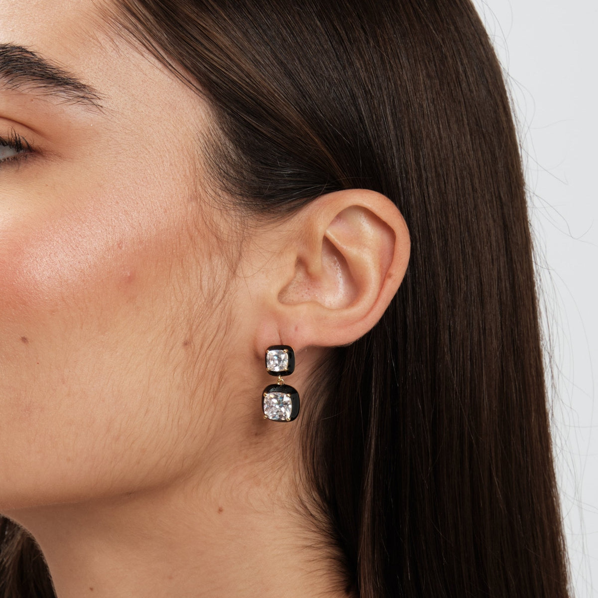 Jon Richard Crystal And Enamel Double Drop Earrings